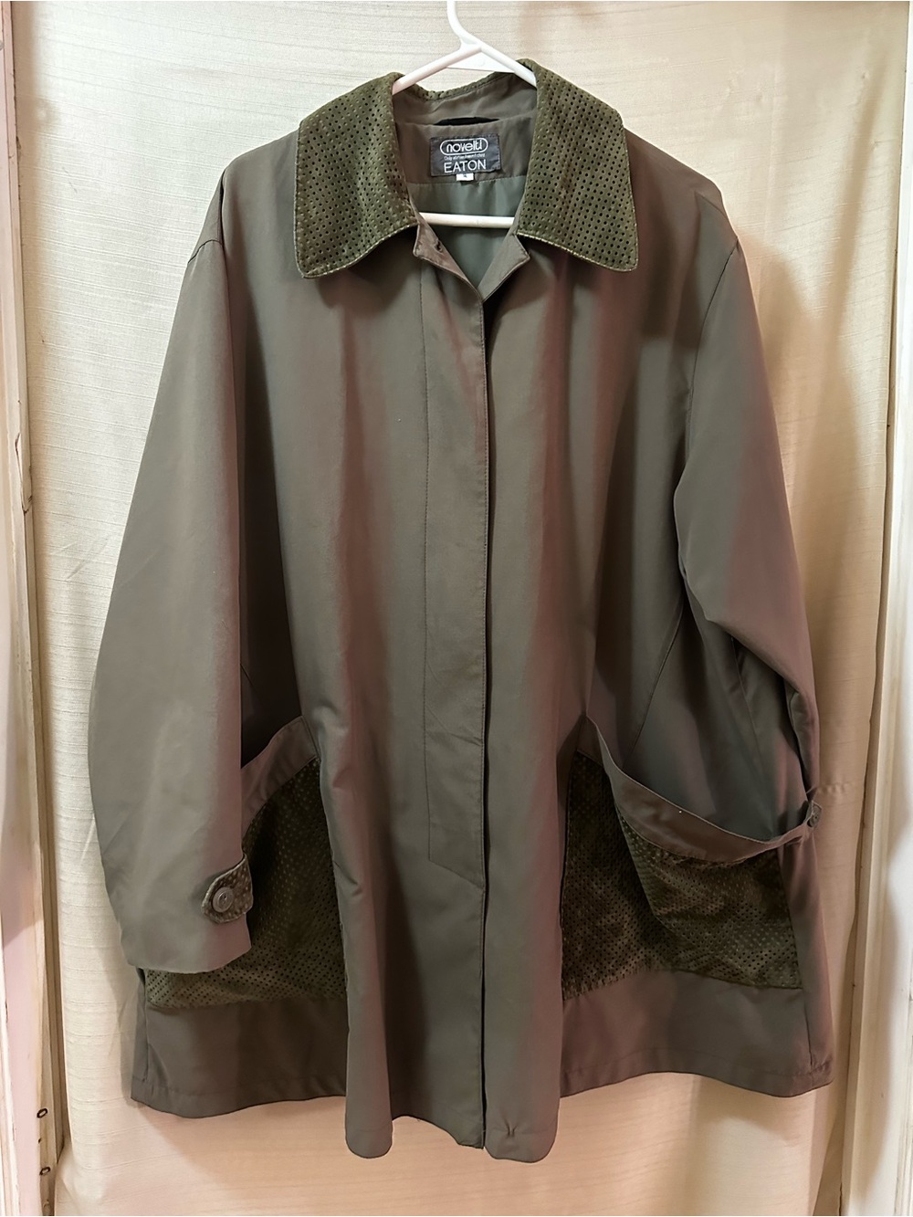 Vintage 90s Novelti Eaton Oversized Olive Green Jacket Coat Size 8 Retro